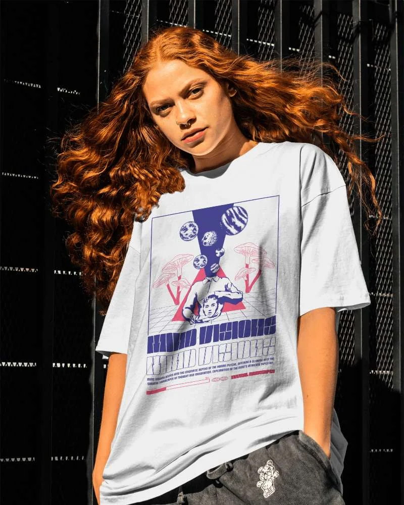 Printed T-shirt on model